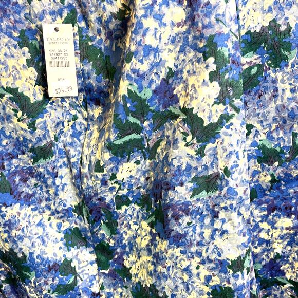 NWT Talbots Women's Sz 16W Blue Floral Skirt Cotton Lined Plus - Picture 4 of 9